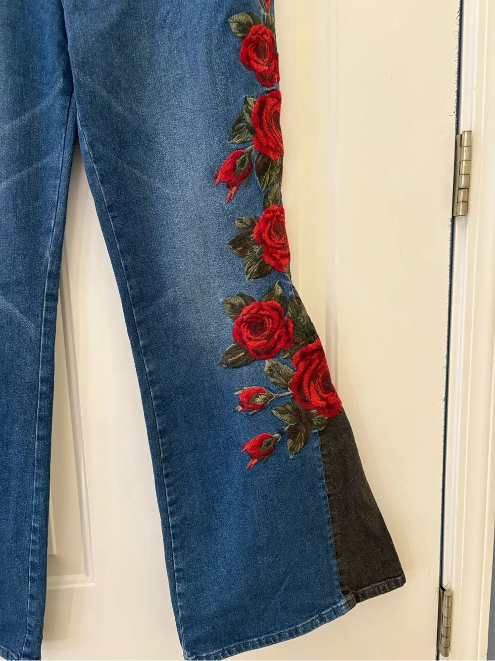 NWT Free People  X Driftwood Fab Farrah Midnight Rose Wide Leg Jeans 32W